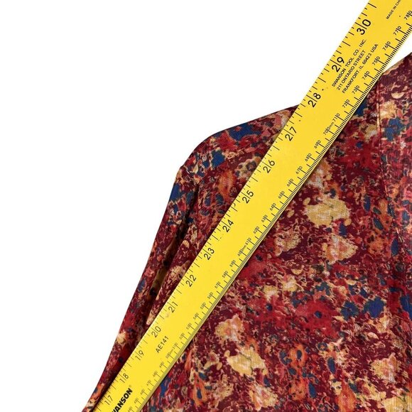 Kut From The Kloth Womens L Chiffon Sheer Floral Blouse Long Tab Sleeve Artsy - Picture 10 of 16